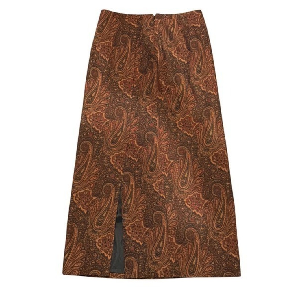 Pursuits Ltd Paisley Maxi Skirt – Women's Size 6, Slit & Zip Closure, Boho Print - Picture 2 of 10
